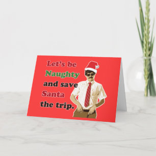 70's Mustache Santa Man - Kerst Feestdagen Kaart