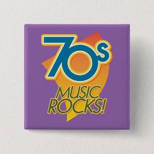 70s Muziek Rocks! Vierkante Button 5,1 Cm