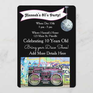70's of 80's Party Disco Verjaardag Uitnodigingen