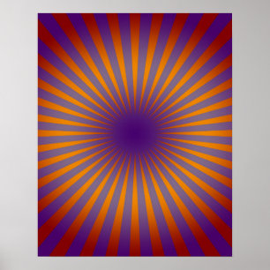 70s Paarse Oranje Star Burst Wall Art Poster