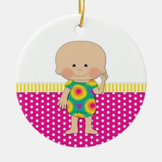 70s Peace Hippie Baby Keramisch Ornament (Voorkant)