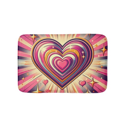 70s pop kunst hart/Valentijns Mok Badmat (Voorkant)