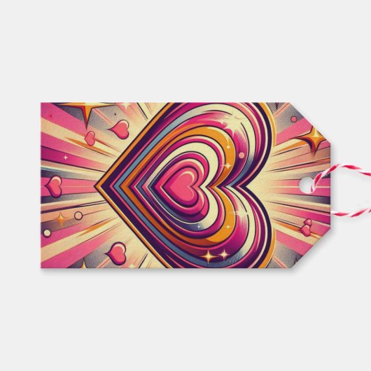 70s pop kunst hart/Valentijns Mok Cadeaulabel (Voorkant (Horizontaal))