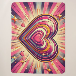 70s popart hart/Valentijnsdag   Sherpa Deken
