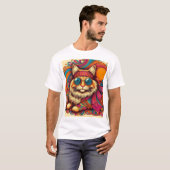 70's psychedelic cat t-shirt (Voorkant volledig)