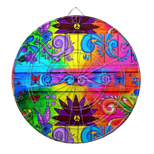 70's psychedelic dart board dartbord (Voorkant)