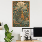 70s Psychedelic Hippie Chick AI Art | Retro Poster (Thuiskantoor)