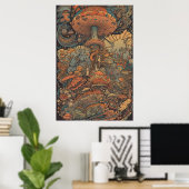 70s Psychedelic Mushroom Retro AI Art Poster (Thuiskantoor)
