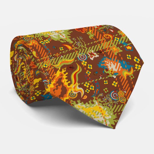 70s psychedelic plaid stropdas (Opgerold)