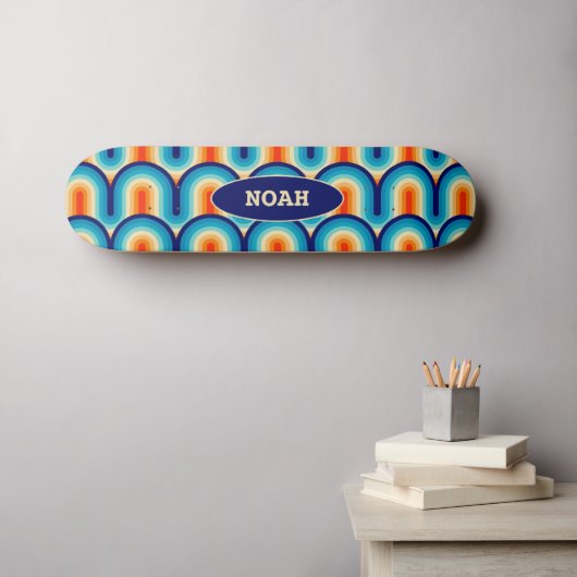 70s Rainbow Curves Skateboard (Muurkunst (Horizontaal))