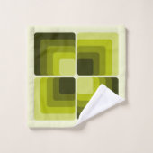 70s Rainbow Squares Monochrome Green (Gant de toilette)