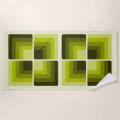 70s Rainbow Squares Monochrome Green Strandlaken (Voorkant)