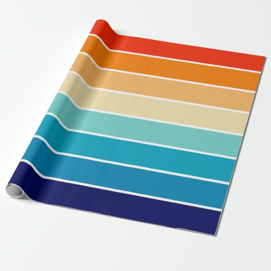 70s Rainbow Stripes Cadeaupapier (Uitgerold)