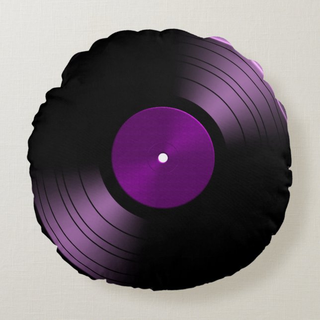 70s Record album Vinyl Rond Kussen (Voorkant)