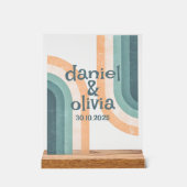 70s regenboog bruiloft acryl bord (Voorkant)