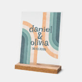 70s regenboog bruiloft acryl bord (Hoek)