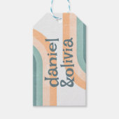 70s  regenboog bruiloft cadeaulabel (Voorkant)