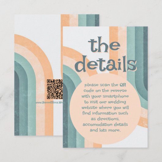 70s  regenboog bruiloft informatiekaartje (Voorkant / Achterkant)