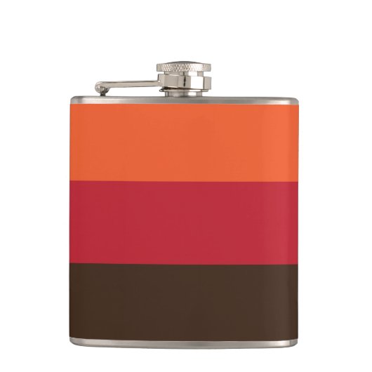 70s Retro 3 Gestreept  Kleurenpatroon Heupfles (Voorkant)