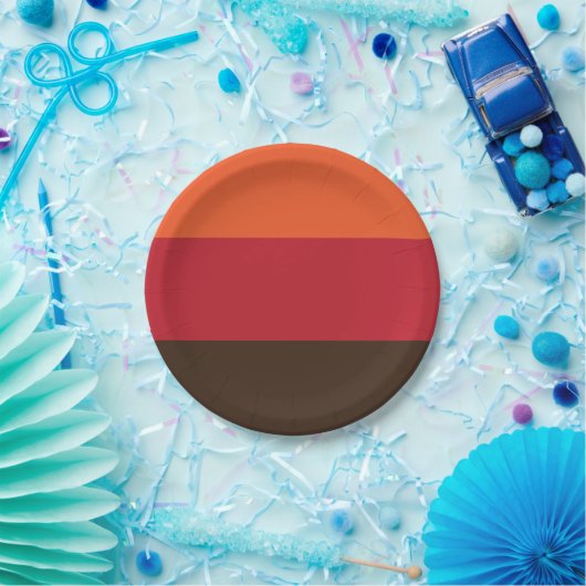 70s Retro 3 Gestreept Kleurenpatroon Papieren Bordje (Feest)