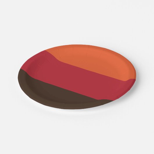 70s Retro 3 Gestreept Kleurenpatroon Papieren Bordje (Gekanteld)