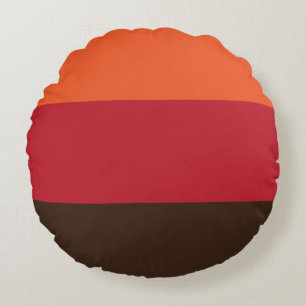 70s Retro 3 Gestreept Kleurenpatroon Rond Kussen