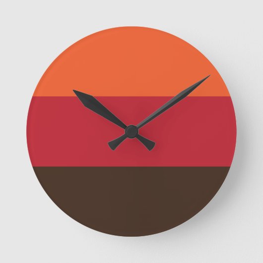 70s Retro 3 Gestreept Kleurenpatroon Ronde Klok (Voorkant)