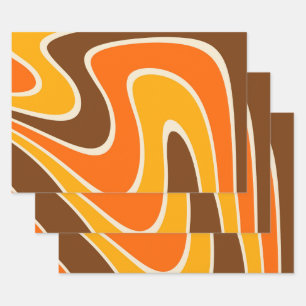 70s Retro Abstract Lava ontwerp Inpakpapier Vel
