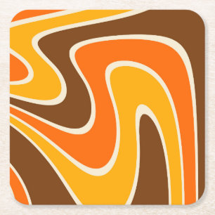 70s Retro Abstract Lava ontwerp Vierkante Kartonnen Onderzetter