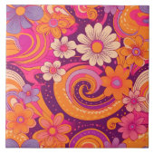 70s retro-bloemtiel tegeltje (Voorkant)