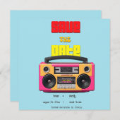 70s Retro Boombox Bewaar de datum aankondiging Kaa (Voorkant / Achterkant)