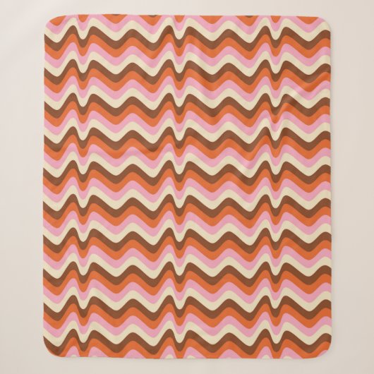 70s retro brown and pink wave pattern  sherpa deken (Voorkant)