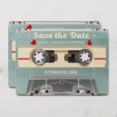 70s Retro Cassette Bruiloft Bewaar de Datum Uitnod Save The Date (Voorkant / Achterkant)