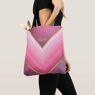 70s Retro Chique Roze En Goud Gepersonaliseerd Draagtas