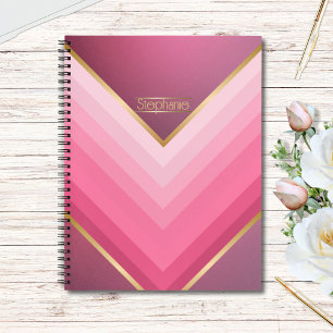 70s Retro Chique Roze En Goud Gepersonaliseerd Notitieboek