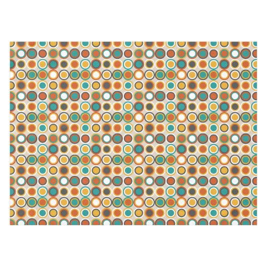 70s Retro Circles Pattern Oranje Bruin Blauwgroen Tafelkleed (Voorkant (Horizontaal))