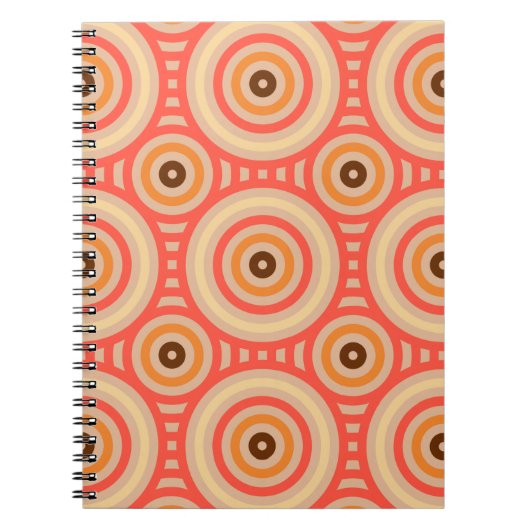 70s Retro Circular Geometric Pattern. Notitieboek (Voorkant)