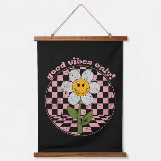 70's Retro Daisy | Alleen goede steekproeven Hangend Wandkleed (Voorkant)