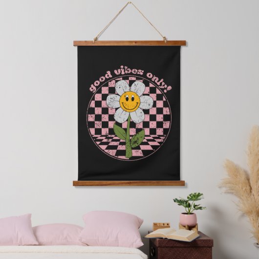 70's Retro Daisy | Alleen goede steekproeven Hangend Wandkleed (Slaapkamer)