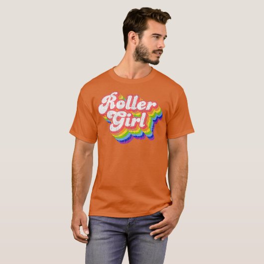 70s Retro Disco Rainbow Roller Meisje Roller T-shirt (Voorkant volledig)