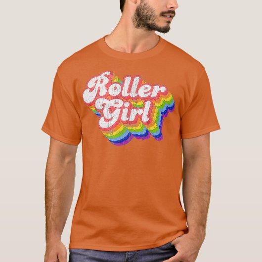 70s Retro Disco Rainbow Roller Meisje Roller T-shirt (Voorkant)