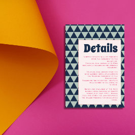 70s Retro Driehoek Patroon Groovy Bruiloft Informatiekaartje