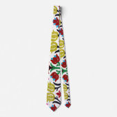 70's Retro Floral Stropdas | Primaire Stropdassen (Voorkant)