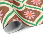 70s retro floreel patroon cadeaupapier (Rol Hoek)