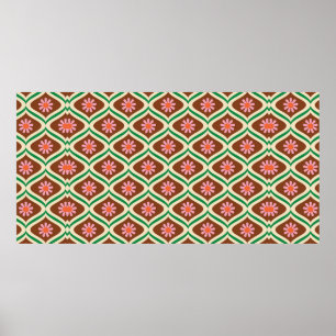 70s retro floreel patroon poster