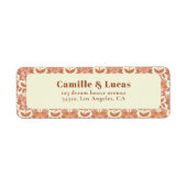 70s Retro geïnspireerd bruiloft retour adres Etiket (Voorkant)