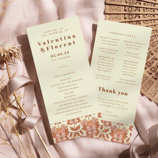 70s Retro geïnspireerd Oranje huwelijksprogramma Programma