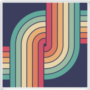 70s Retro Geometrisch Ontwerp Sticker