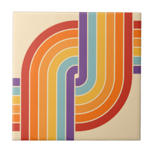 70s Retro Geometrisch Ontwerp Tegeltje