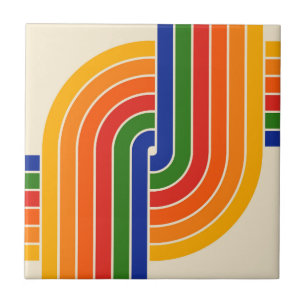 70s Retro Geometrisch Ontwerp Tegeltje